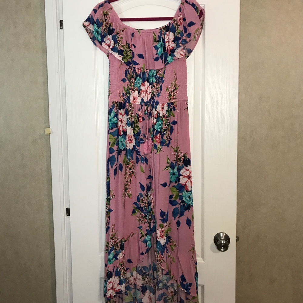 Floral Pink Hi-Low Dress